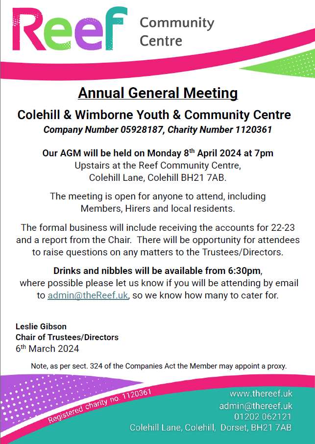 Notice for the Reef AGM 2024